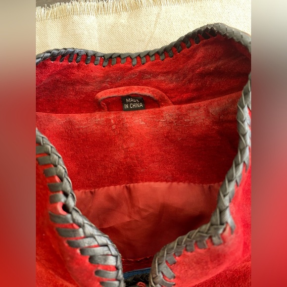 Cripple Creek Vintage 90s Red Leather Beaded Fringe Jacket Native Boho Bold XL - Picture 10 of 16